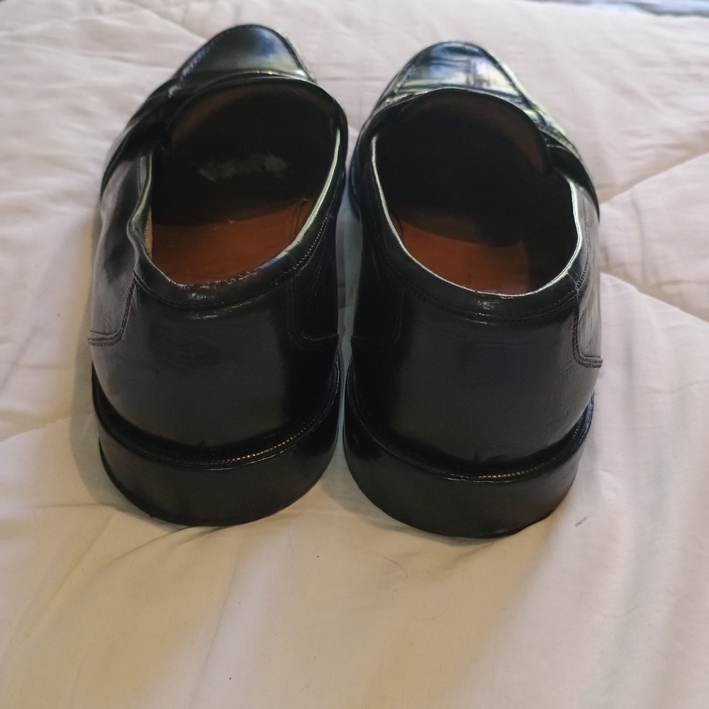 Vintage Johnston & Murphy Black Leather Bit Loafers Men's 9D Slip On w/ Dust Bag - Picture 9 of 16